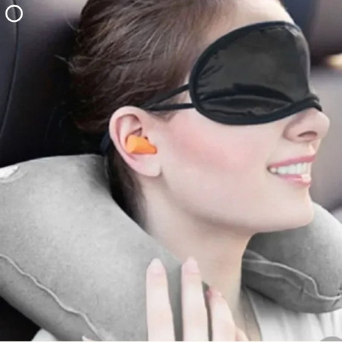 Travel set with earplugs, sleep mask and neck pillow new