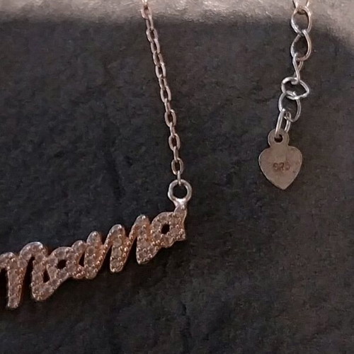 Mama 925 necklace used in rose gold with zircons