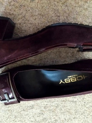Hobby women's suede pumps with patent leather burgundy size 37 like new