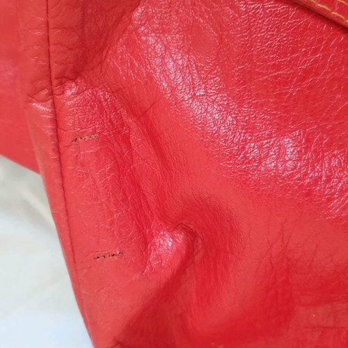 Leather coat used, Greek made, red, size M