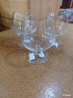 Set of three cognac glasses like new