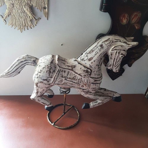 Large vintage wooden decorative horse