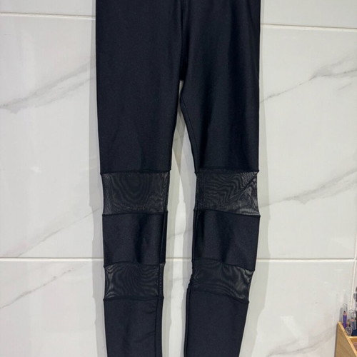 Lycra leggings with mesh like new, slim fit, black
