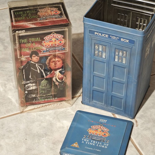 Doctor Who Trial of a Time Lord VHS limited collectible tin like new