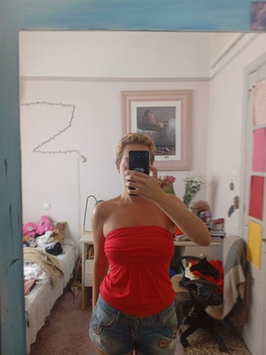 Paranoia strapless top, pink, size M