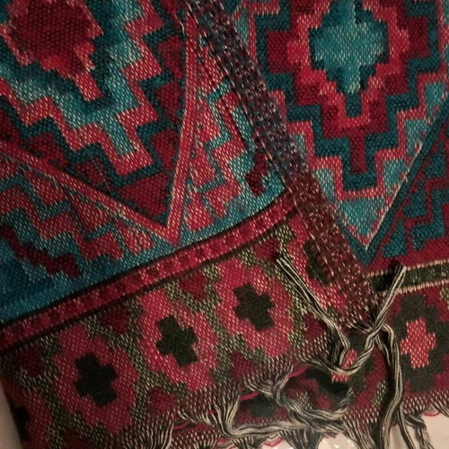 Long scarf like new with ethnic patterns, multicolored