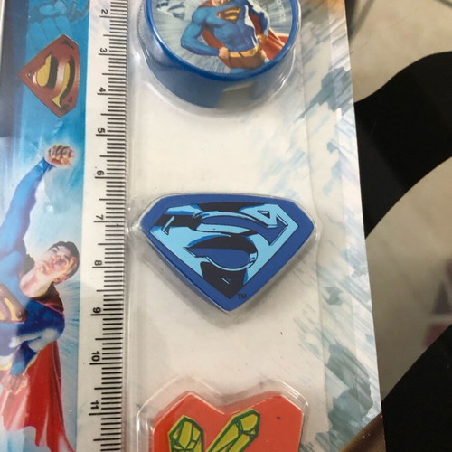 Superman Returns school set new with pencil, ruler, sharpener and 2 erasers