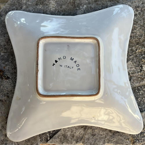 White Ceramic Star-Shaped Serving Platter with Embossed Polka Dot Design