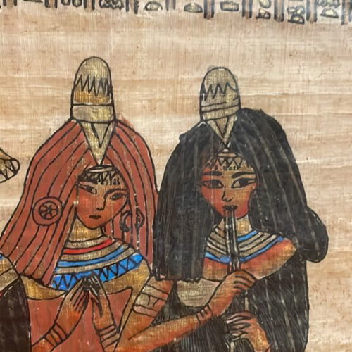 Papyrus paintings set of 2 new, Egypt motifs