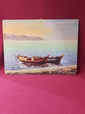 Oil painting by Dimitris Tsalgani used, authentic signed