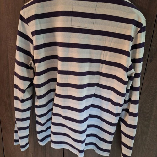 Men's striped shirt large used, white and blue