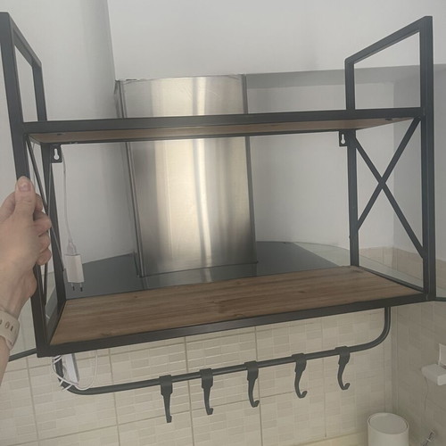 Double Kitchen Shelf used for Coffee Station with Hooks