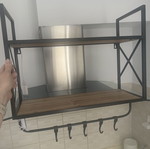 Double Kitchen Shelf used for Coffee Station with Hooks