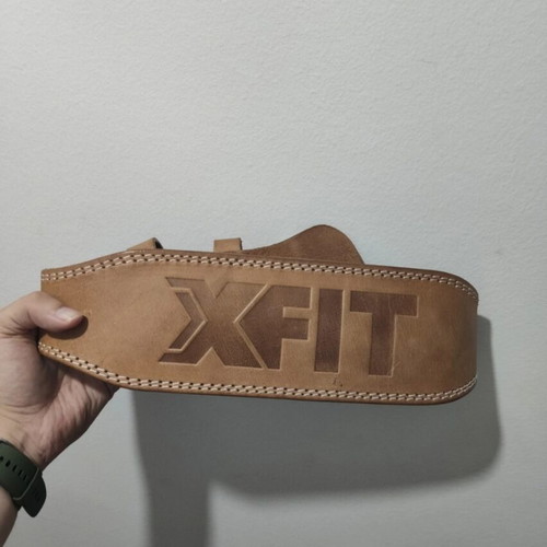 XFIT leather weightlifting belt with double prong buckle