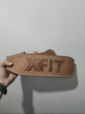 XFIT leather weightlifting belt with double prong buckle