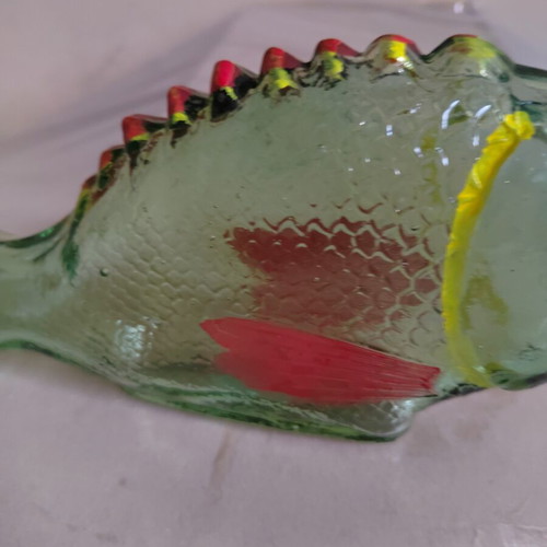 Vintage glass fish bottle like new, 1960s-1970s decorative piece