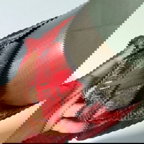 Κόκκινα σατέν βερμούδα με σχέδιο φίδι σαν καινούργια