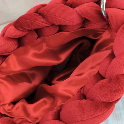 Marshmallow shoulder bag new, red with velvet cord