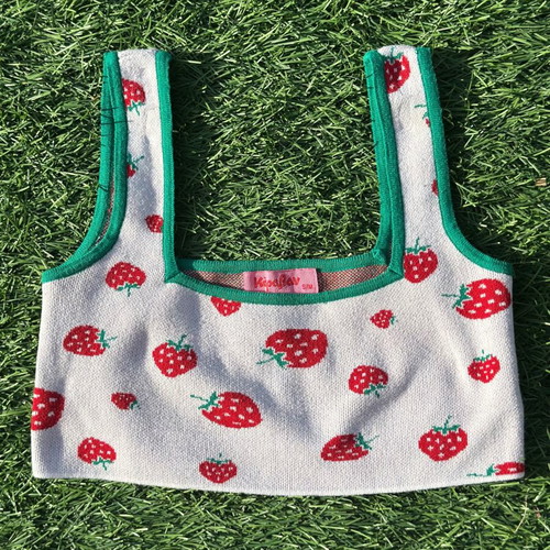 Karavan crop top with strawberry pattern like new, size S