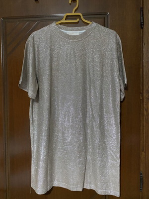 Blouson dress silver beige metallic like new