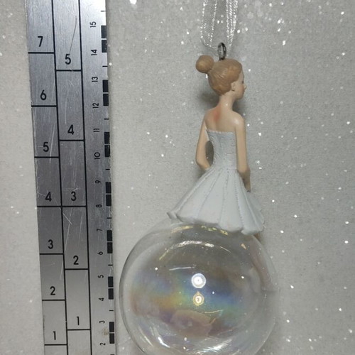 Ballerina ornament in glass ball, hanging decoration