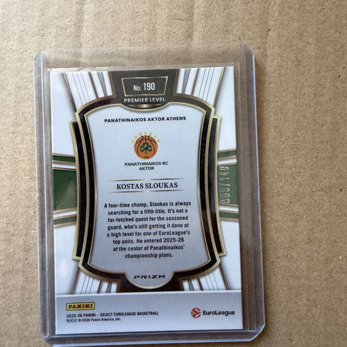 Panini Select EuroLeague Premier Level Kostas Sloukas card like new