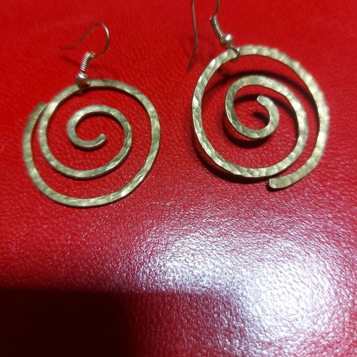 Earrings handmade from brass gold-colored, new