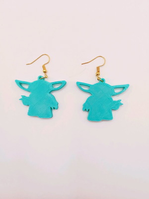 Baby Yoda Grogu earrings new, turquoise 3D printed