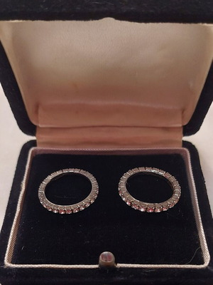 Rings with rhinestones like new, classic design, silver, set of 2