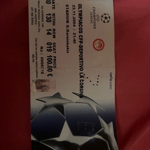 Olympiacos Deportivo La Coruna Champions League Ticket 2004 2005 in Good Condition