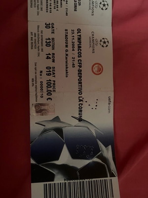 Olympiacos Deportivo La Coruna Champions League Ticket 2004 2005 in Good Condition