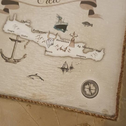 Handmade photo album from Crete with leaves and wood