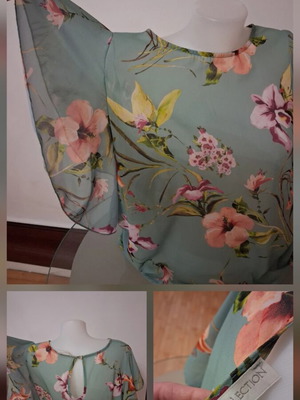 Floral blouse with ruffles like new, size L