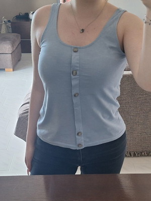 Noobass sleeveless top with buttons in light sky blue size S like new