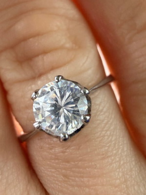 925 Silver Engagement Ring used with Zircon, Size 53