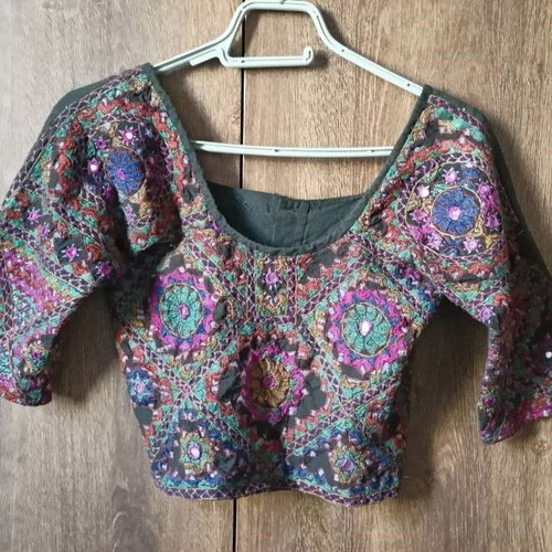 Pen Kalamkari Indian Traditional Blouse like new with Handmade Embroidery