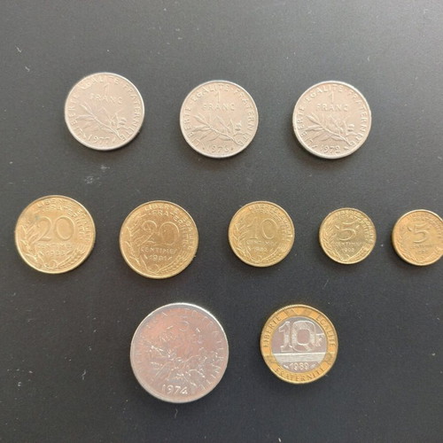 French coins used, pack of 10 pieces