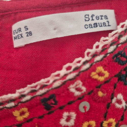 Sfera boho embroidered blouse like new, red