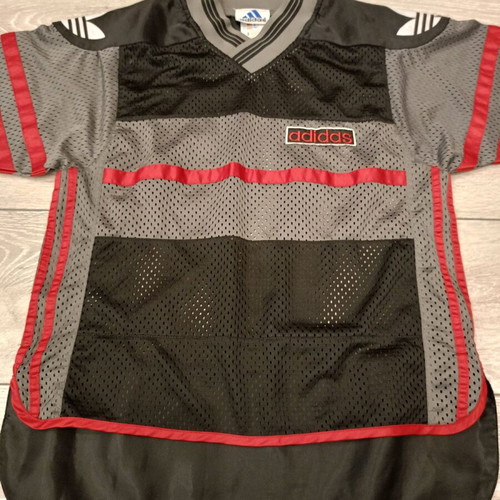 Adidas retro mesh jersey shirt used, black and red