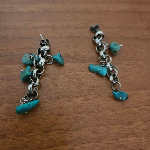 Silver earrings with natural turquoise, 5cm