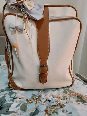 Leatherette baptism suitcase with decorations excellent condition