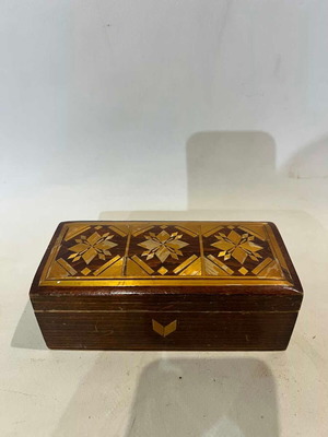 Vintage wooden Soviet marquetry box used from 1970s