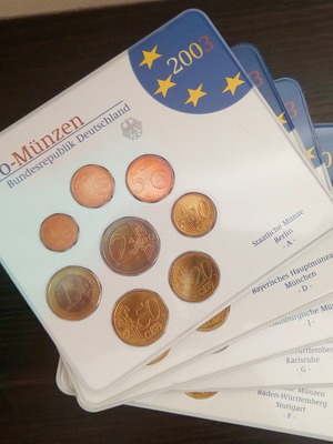 German Mint Euro 5 Χ Σετ Νομισμάτων 2003 καινούργιο