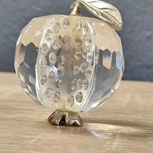 Vintage glass pomegranate charm with metal elements used