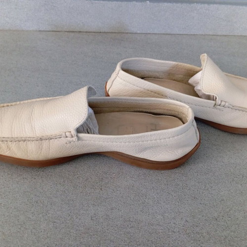 Leather shoes size 45 like new, beige loafers
