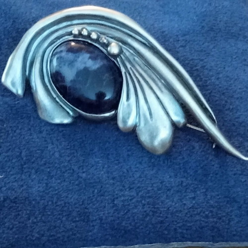 Lalaunis silver pin 925 with natural sodalite stone used, vintage