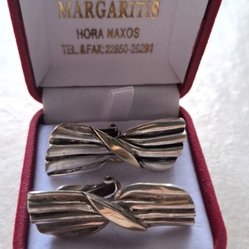 Vintage bow earrings silver 925 and 14K gold 585 used