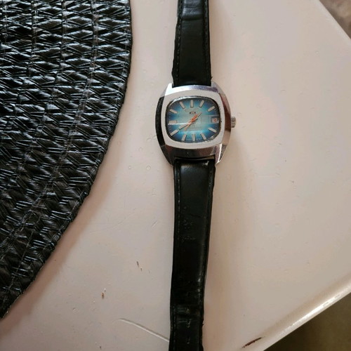 Seiko 5 vintage used men's watch blue antimagnetic
