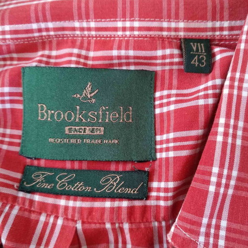 Πουκάμισο ανδρικό Brooksfield madras μεταχειρισμένο, κόκκινο, XL