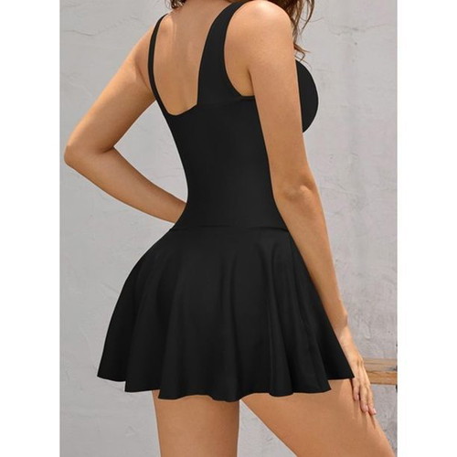 SHEKINI women's one-piece dress-style swimsuit with V-neck, size L